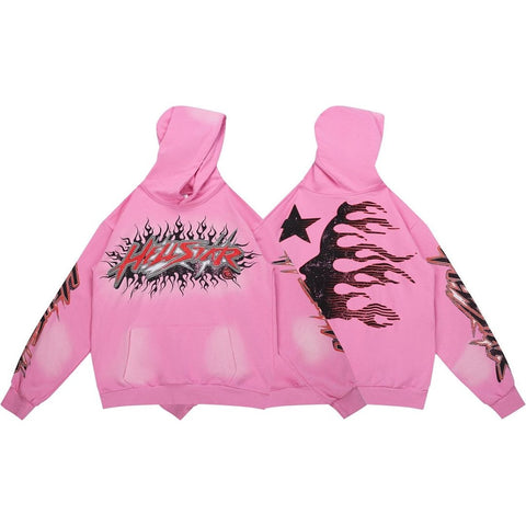 HELLSTAR Flame Logo Gradient Vintage Wash Hoodie