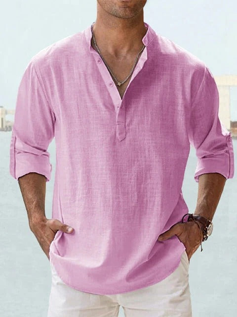 Men’s Lightweight Linen Henley Shirt