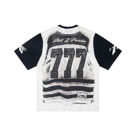 Hellstar High-Definition Graphic Spliced Short Sleeve T-Shirt – White