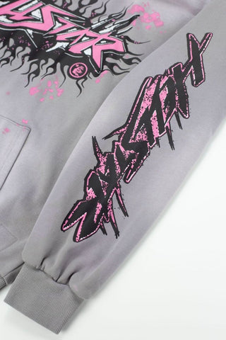 HELLSTAR Flame Paint Splatter Gradient Vintage Wash Hoodie
