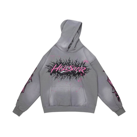 HELLSTAR Flame Paint Splatter Gradient Vintage Wash Hoodie