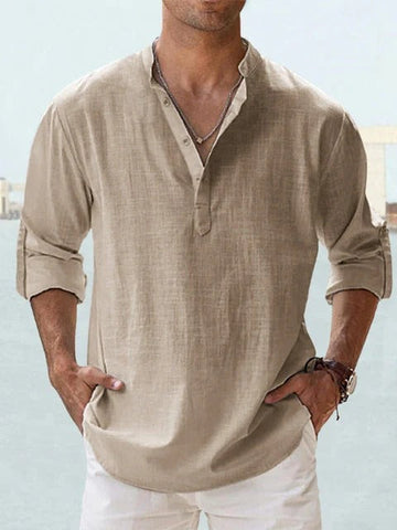 Men’s Lightweight Linen Henley Shirt