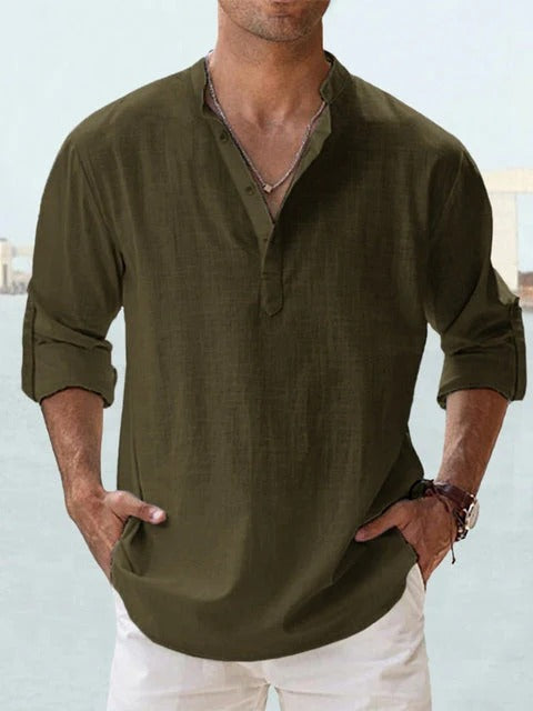 Men’s Lightweight Linen Henley Shirt