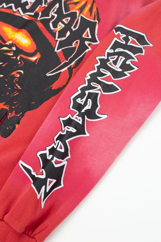 HELLSTAR Flame Skull Burst & Sleeve Text Heavyweight Hoodie