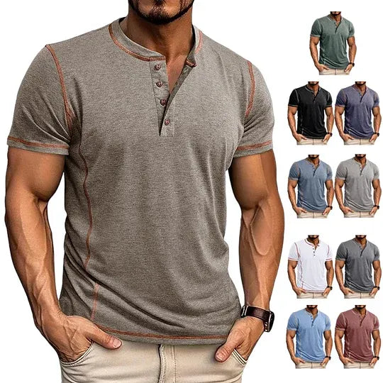 Men’s Casual Short Sleeve Henley T-Shirt