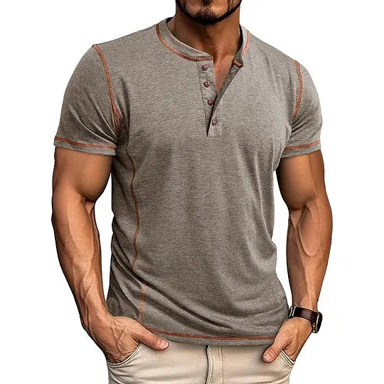 Men’s Casual Short Sleeve Henley T-Shirt