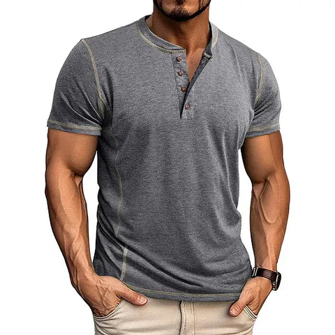 Men’s Casual Short Sleeve Henley T-Shirt