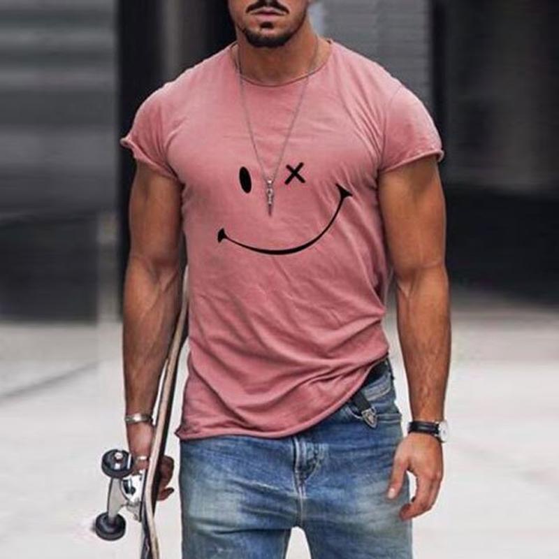 Men's Vintage Smiley Print Round Neck Short Sleeve T-Shirt 23719330Y (2)