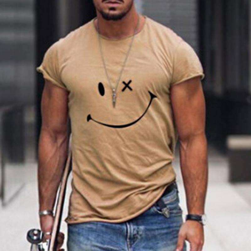 Men's Vintage Smiley Print Round Neck Short Sleeve T-Shirt 23719330Y (2)