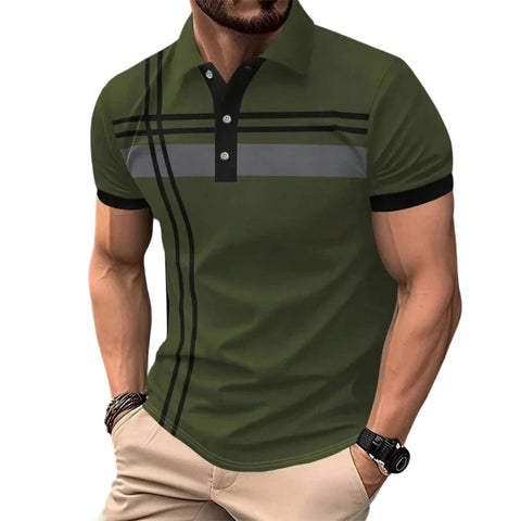 Men's Geometric Stripe Polo Shirt